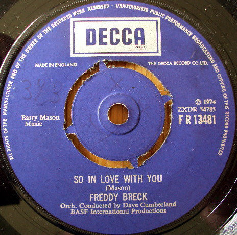 Freddy Breck - So In Love With You / Living To Love (7", Single)