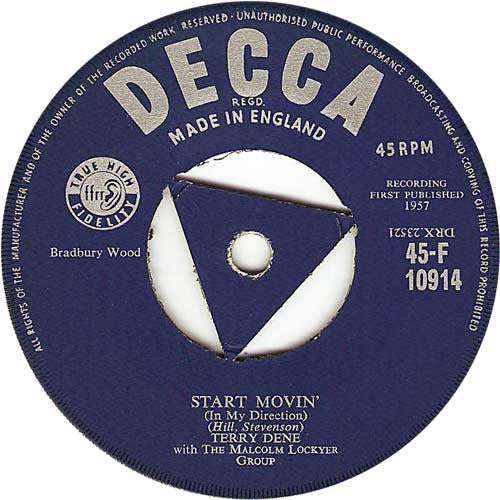 Terry Dene With The Malcolm Lockyer Group - Start Movin' / Green Corn (7