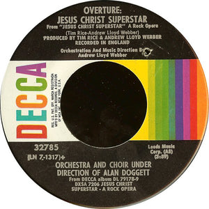 Alan Doggett / Yvonne Elliman - Overture: Jesus Christ Superstar / I Don't Know How To Love Him (7")