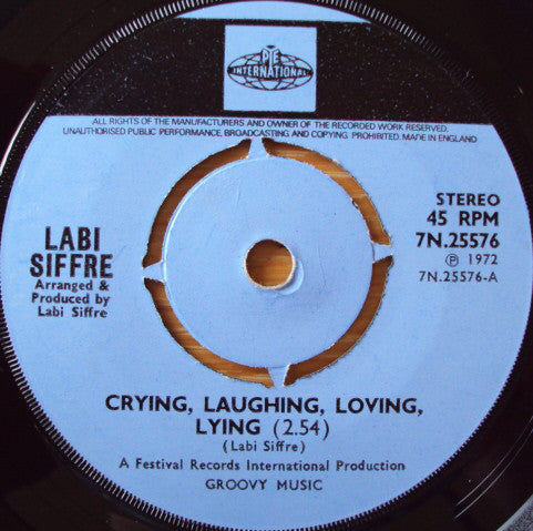 Labi Siffre - Crying, Laughing, Loving, Lying (7", Pus)