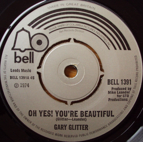 Gary Glitter - Oh Yes! You're Beautiful (7", Single, Sil)