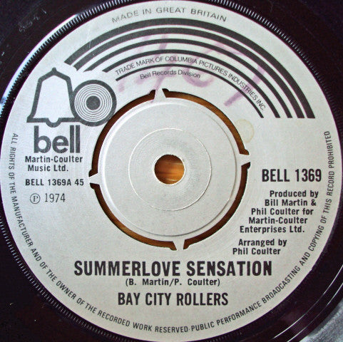 Bay City Rollers - Summerlove Sensation (7", Single)