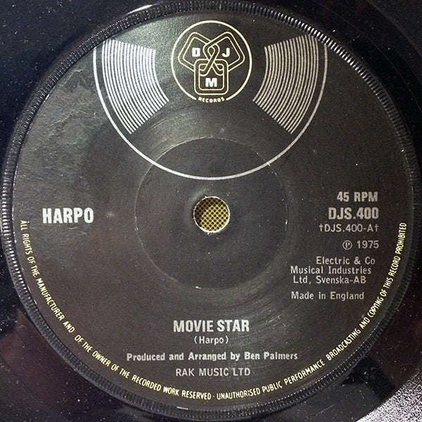 Harpo - Movie Star (7", Single)