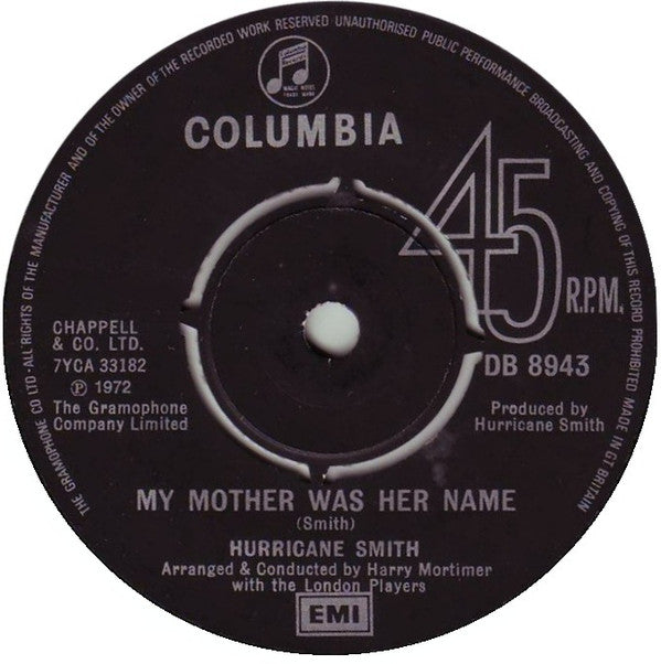 Hurricane Smith - My Mother Was Her Name (7", Single)