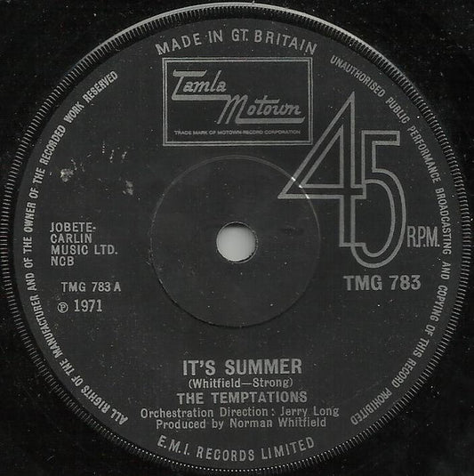 The Temptations - It's Summer / Ungena Za Ulimwengu (Unite The World) (7", Single, Sol)