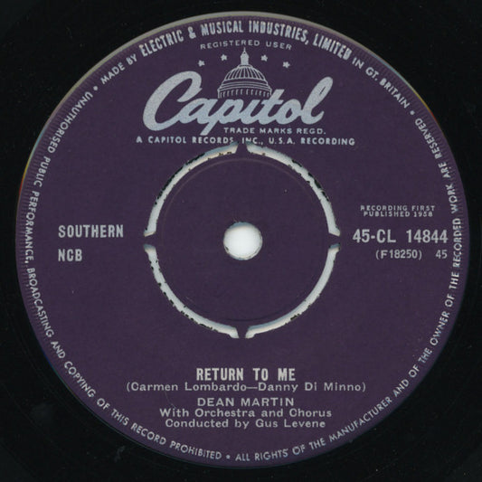 Dean Martin - Return To Me (7", Single)