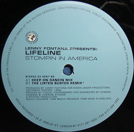 Lenny Fontana Presents Lifeline - Stompin In America (Original / Kyodai Remixes) (12")