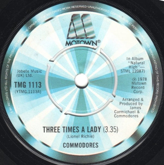 Commodores - Three Times A Lady (7", Single, Pus)