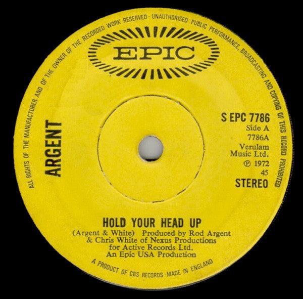 Argent - Hold Your Head Up (7", Single)