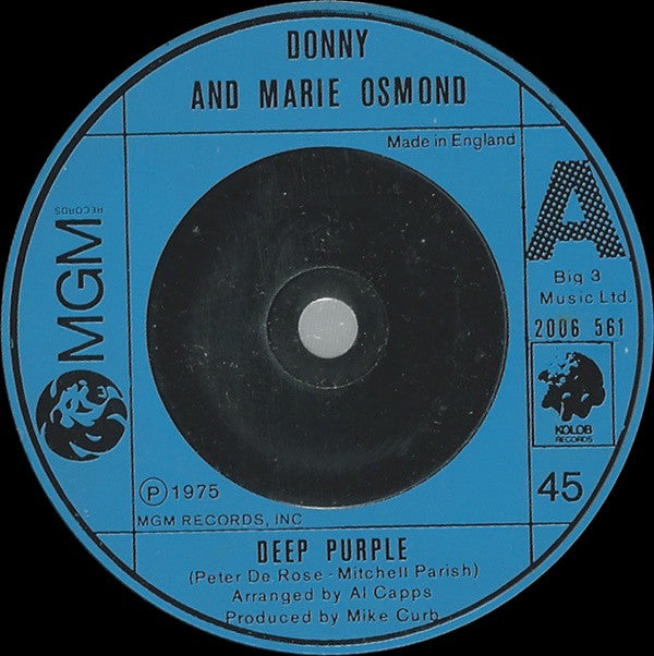 Donny And Marie Osmond* - Deep Purple (7", Single)