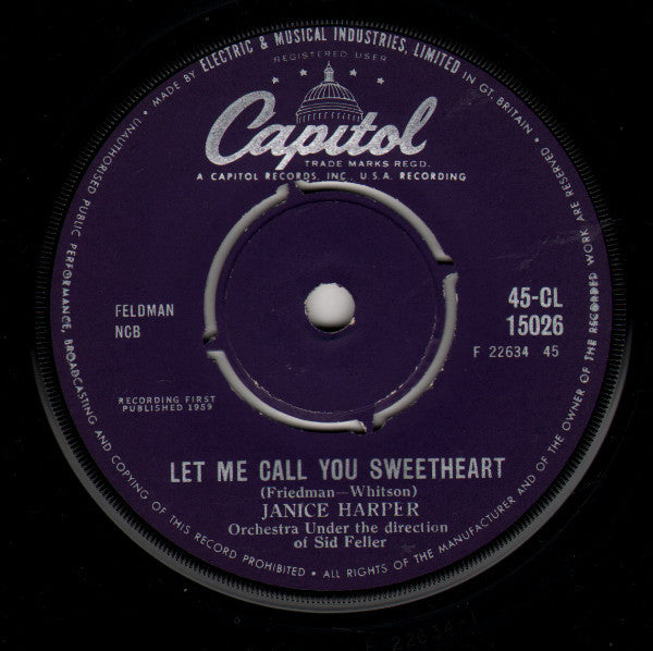 Janice Harper - Let Me Call You Sweetheart (7", Single)