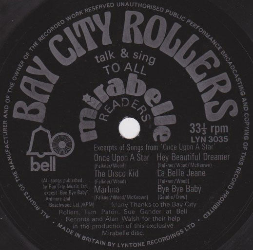 Bay City Rollers - Bay City Rollers Talk And Sing To All Mirabelle Readers (Flexi, 7", S/Sided)