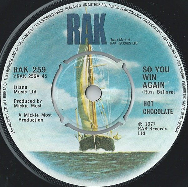 Hot Chocolate - So You Win Again (7", Single)