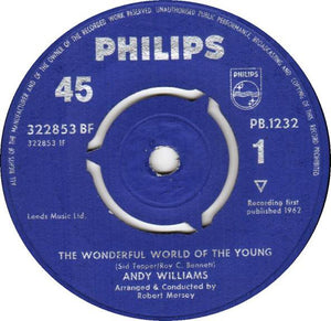 Andy Williams - The Wonderful World Of The Young / Help Me (7", Single)