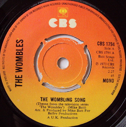 The Wombles - The Wombling Song (7", Single, Mono, Pus)