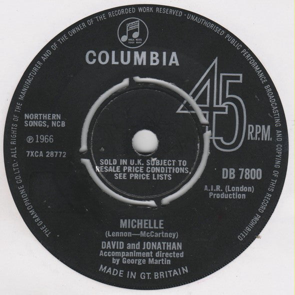 David And Jonathan* - Michelle (7", Single)