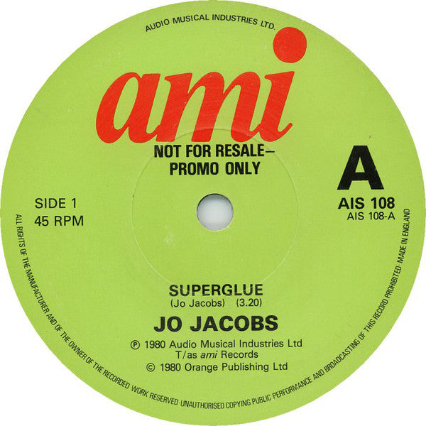 Jo Jacobs (3) - Superglue (7", Single, Promo)