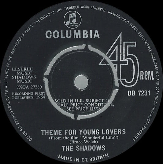 The Shadows - Theme For Young Lovers (7")