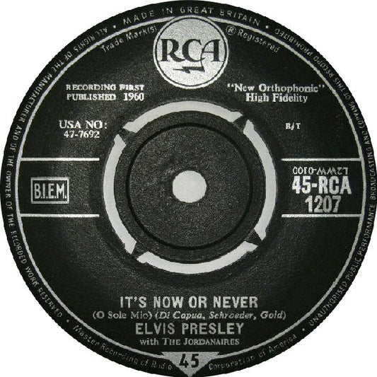 Elvis Presley - It's Now Or Never (O Sole Mio) (7")