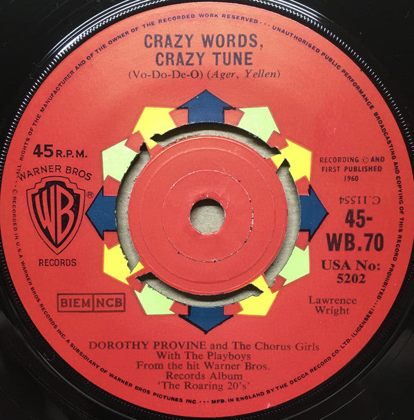 Dorothy Provine - Crazy Words, Crazy Tune (7")