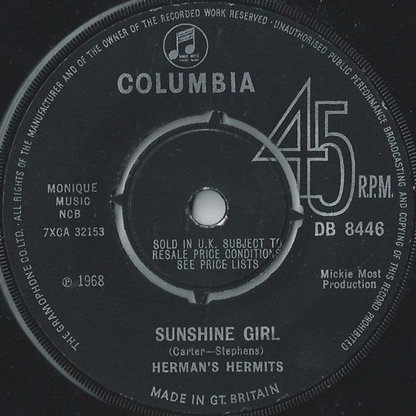 Herman's Hermits - Sunshine Girl  (7", Single, Pus)