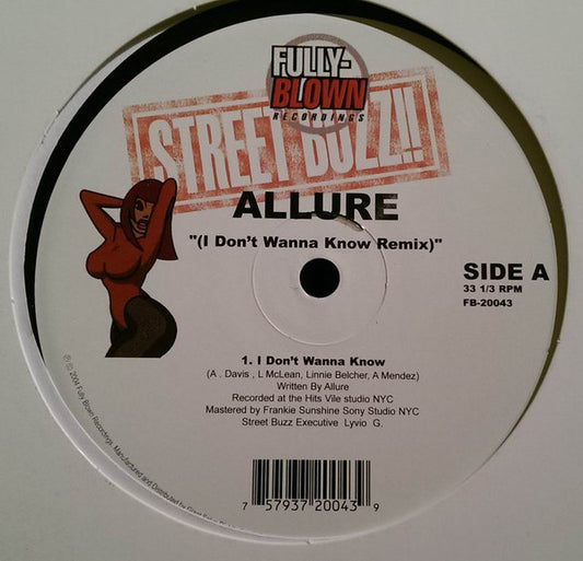 Allure (3) - I Don't Wanna Know (Remix) (12")