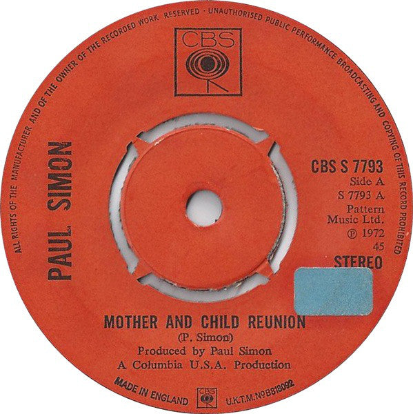 Paul Simon - Mother And Child Reunion (7", Single, Kno)