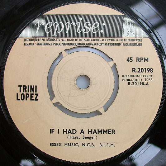 Trini Lopez - If I Had A Hammer (7", Single)