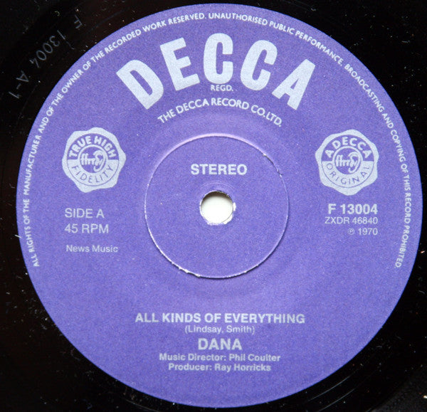 Dana (9) - All Kinds Of Everything (7", Single, RE)