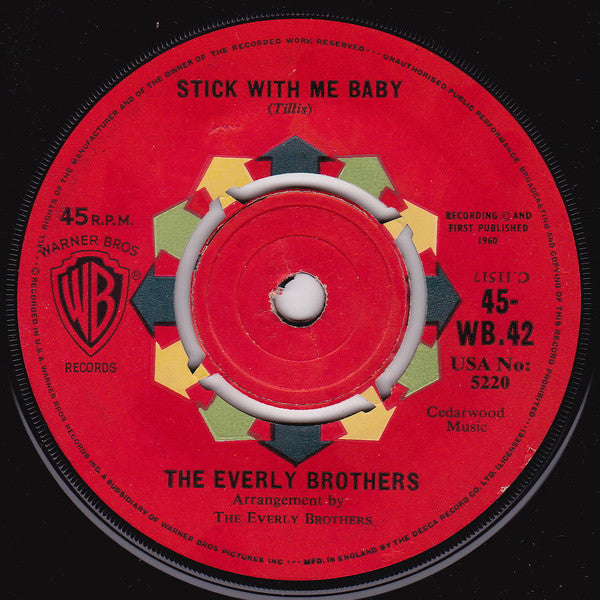 The Everly Brothers* - Stick With Me Baby (7", Single, Mono, Rob)