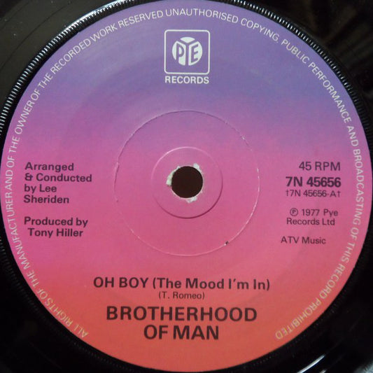 Brotherhood Of Man - Oh Boy (The Mood I'm In) (7", Single)