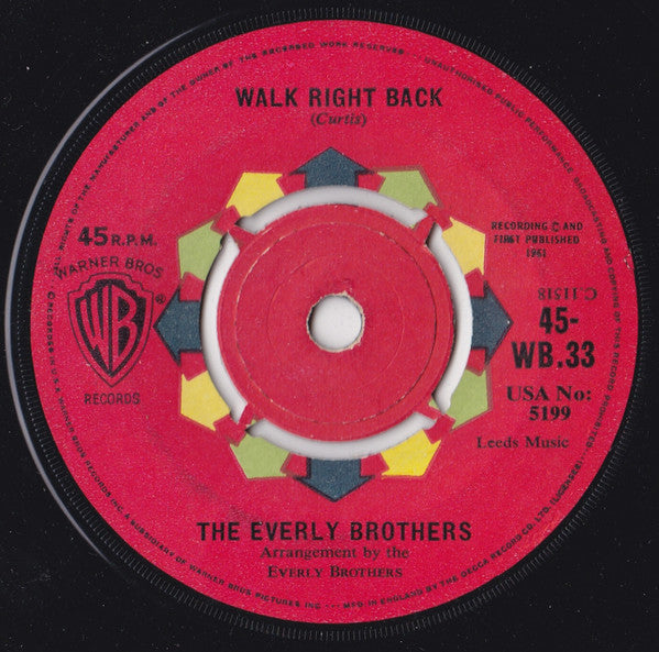 The Everly Brothers* - Walk Right Back (7")