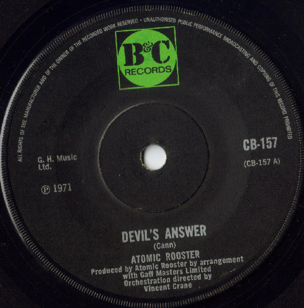 Atomic Rooster - Devil's Answer (7", Single, Sol)