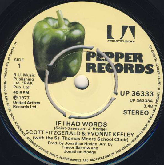 Scott Fitzgerald & Yvonne Keeley - If I Had Words (7", Single, Com)