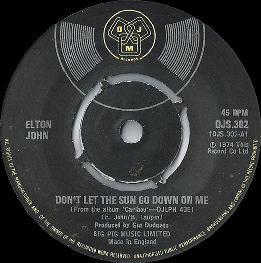 Elton John - Don't Let The Sun Go Down On Me (7", Single, Pus)