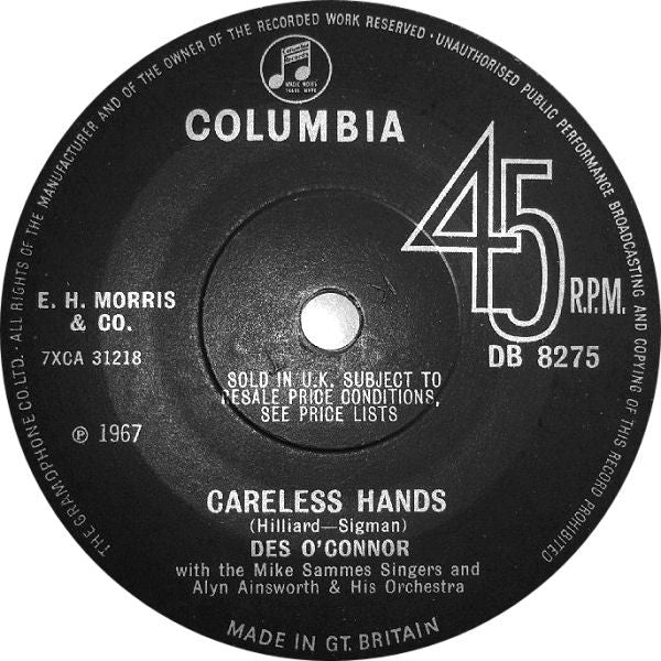 Des O'Connor - Careless Hands (7", Single, Sol)