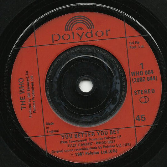 The Who - You Better You Bet (7", Single)