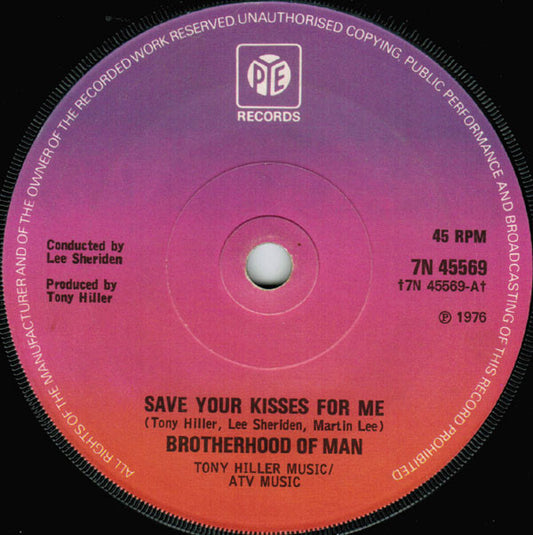 Brotherhood Of Man - Save Your Kisses For Me (7", Single, Sol)