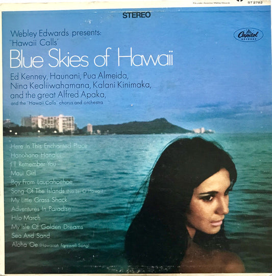 Webley Edwards - "Hawaii Calls", Blue Skies Of Hawaii (LP, Scr)