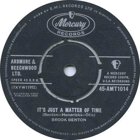 Brook Benton - It's Just A Matter Of Time / Hurtin' Inside (7", Single)