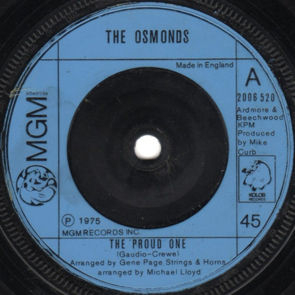 The Osmonds - The Proud One (7", Single, Blu)