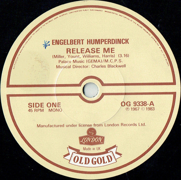 Engelbert Humperdinck - Release Me / There Goes My Everything (7", Mono)