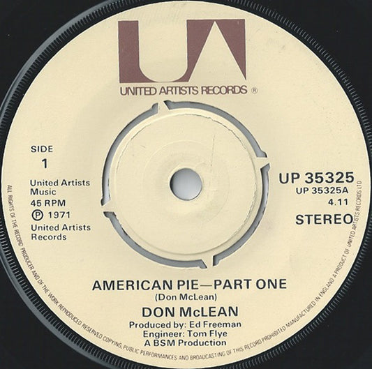 Don McLean - American Pie (7", Single, Pus)