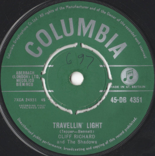 Cliff Richard And The Shadows* - Travellin' Light (7", Single)