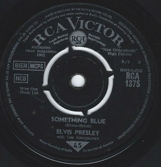 Elvis Presley With The Jordanaires - Kiss Me Quick / Something Blue (7", Single)