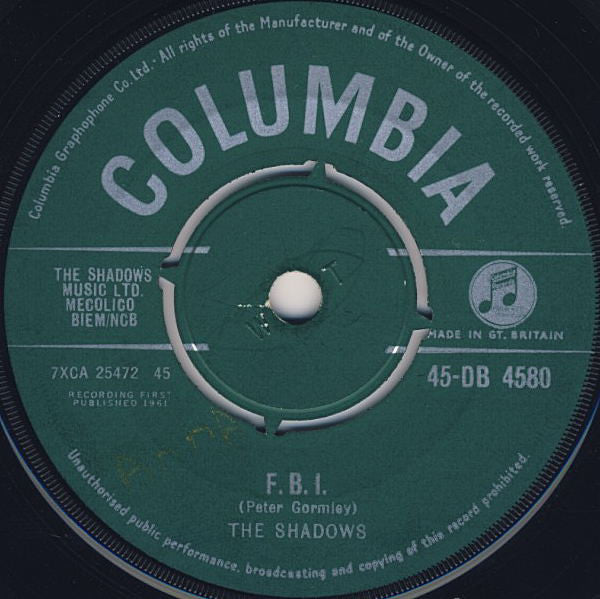 The Shadows - F. B. I. (7", Single)