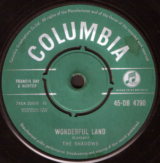 The Shadows - Wonderful Land (7", Single)