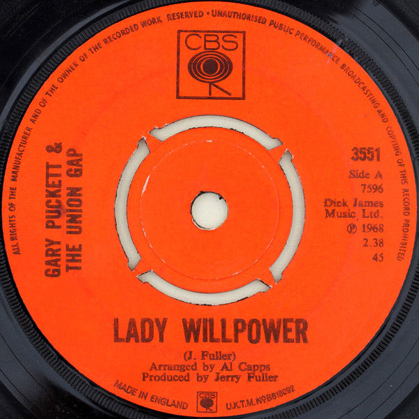 Gary Puckett & The Union Gap - Lady Willpower (7", Single)