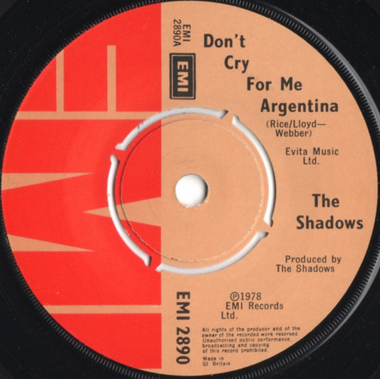 The Shadows - Don't Cry For Me Argentina (7", Com)