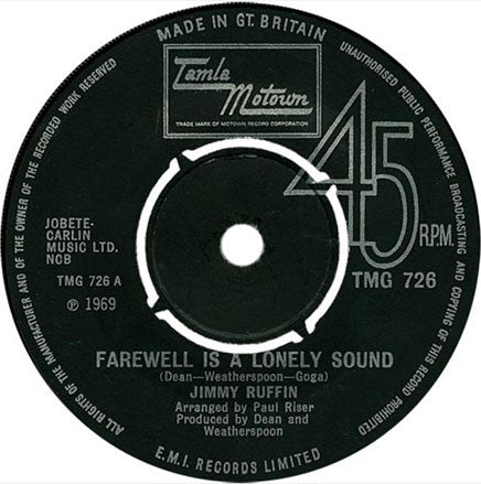 Jimmy Ruffin - Farewell Is A Lonely Sound (7", Single, Pus)